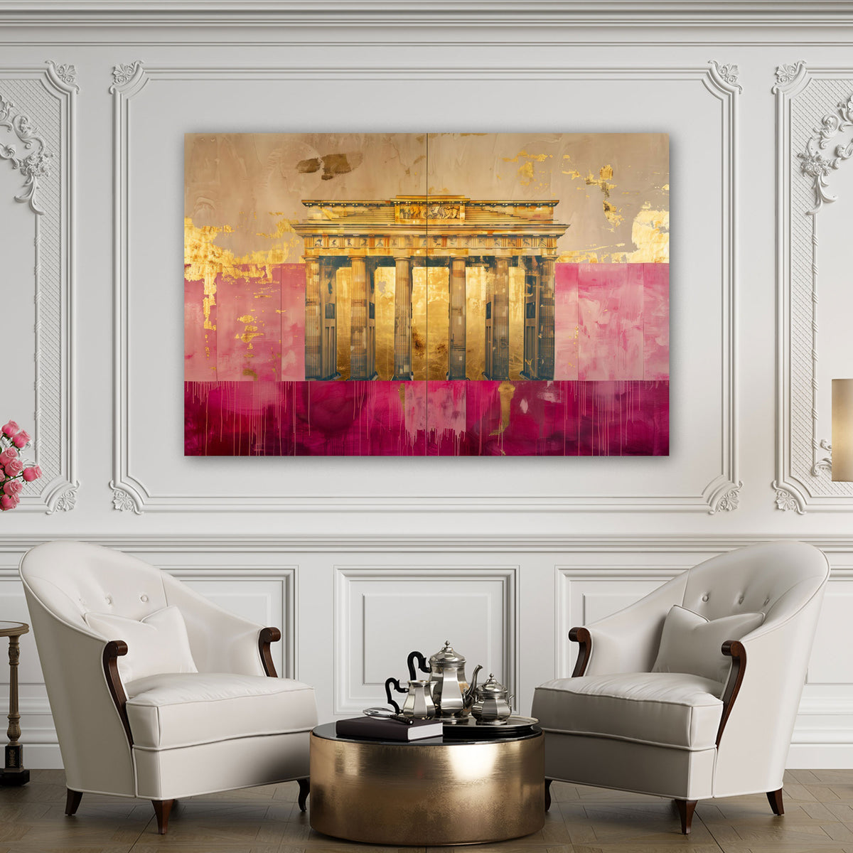 Berlin Gold abstrakt und modern als Kunstwerk Wandbild