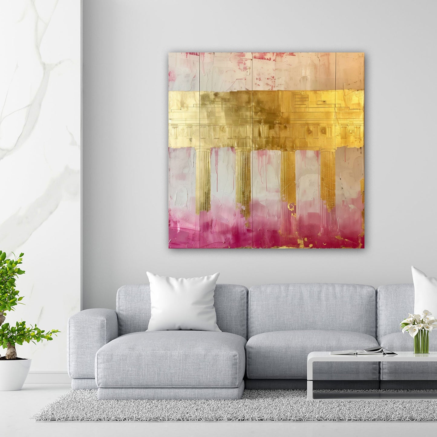 Berlin in Gold und Türkis abstrakt als Kunstwerk Wandbild