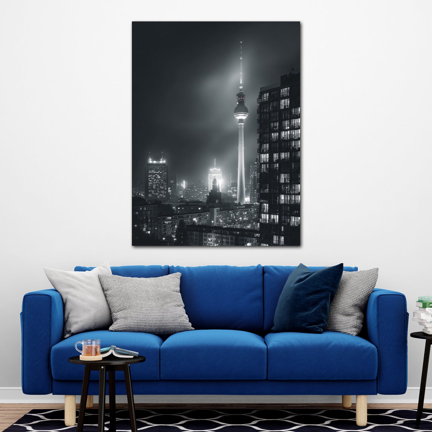 Berliner Fernsehturm bei Nacht Skyline Hochhäuser Wandbild