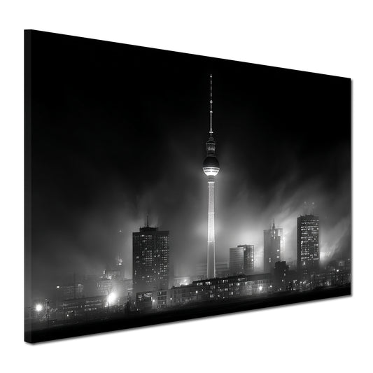 Berliner Fernsehturm schwarz weiß Skyline Wandbild