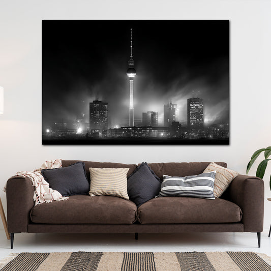 Berliner Fernsehturm schwarz weiß Skyline Wandbild