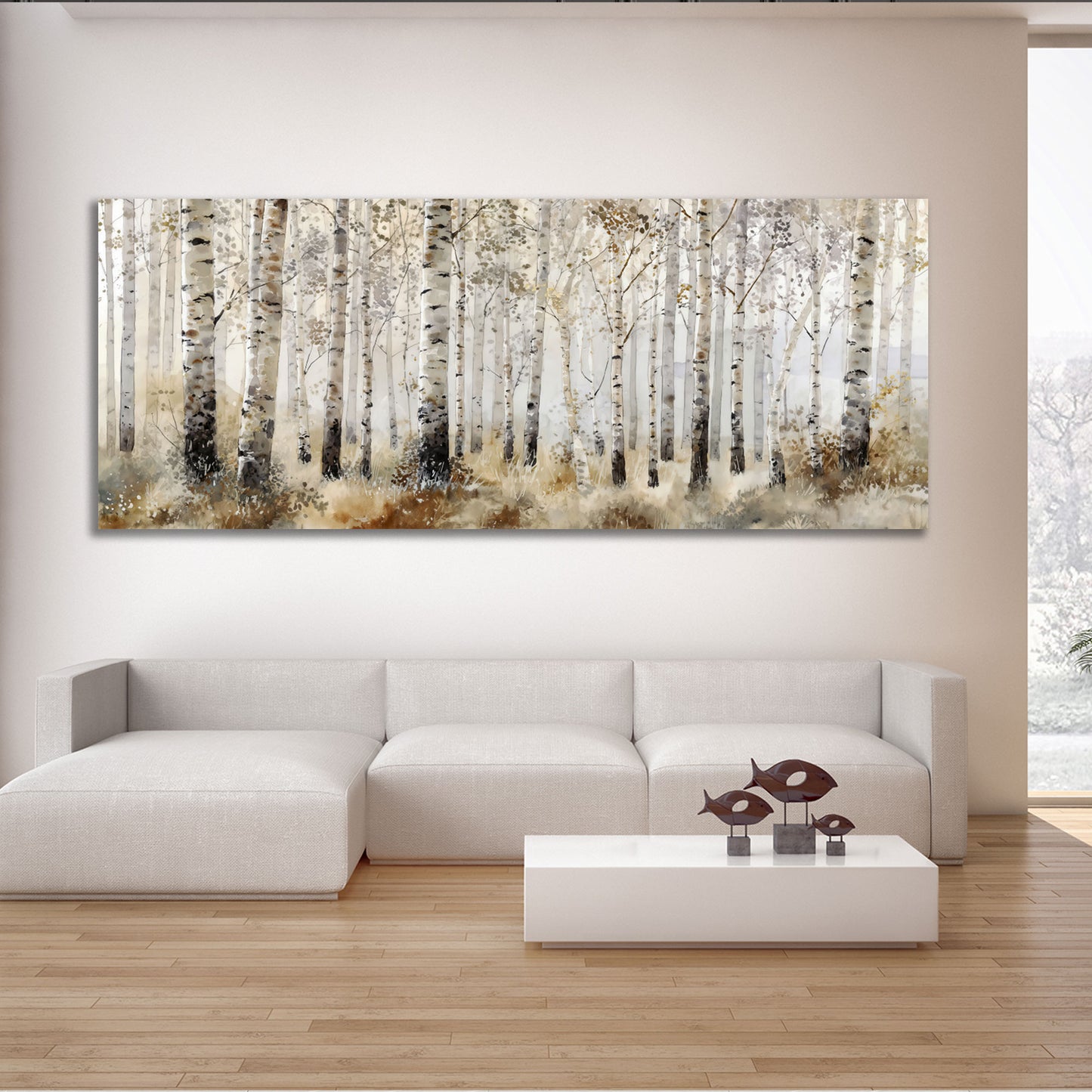 Birkenwald Panorama Landschaft ruhige Natur Wandbild