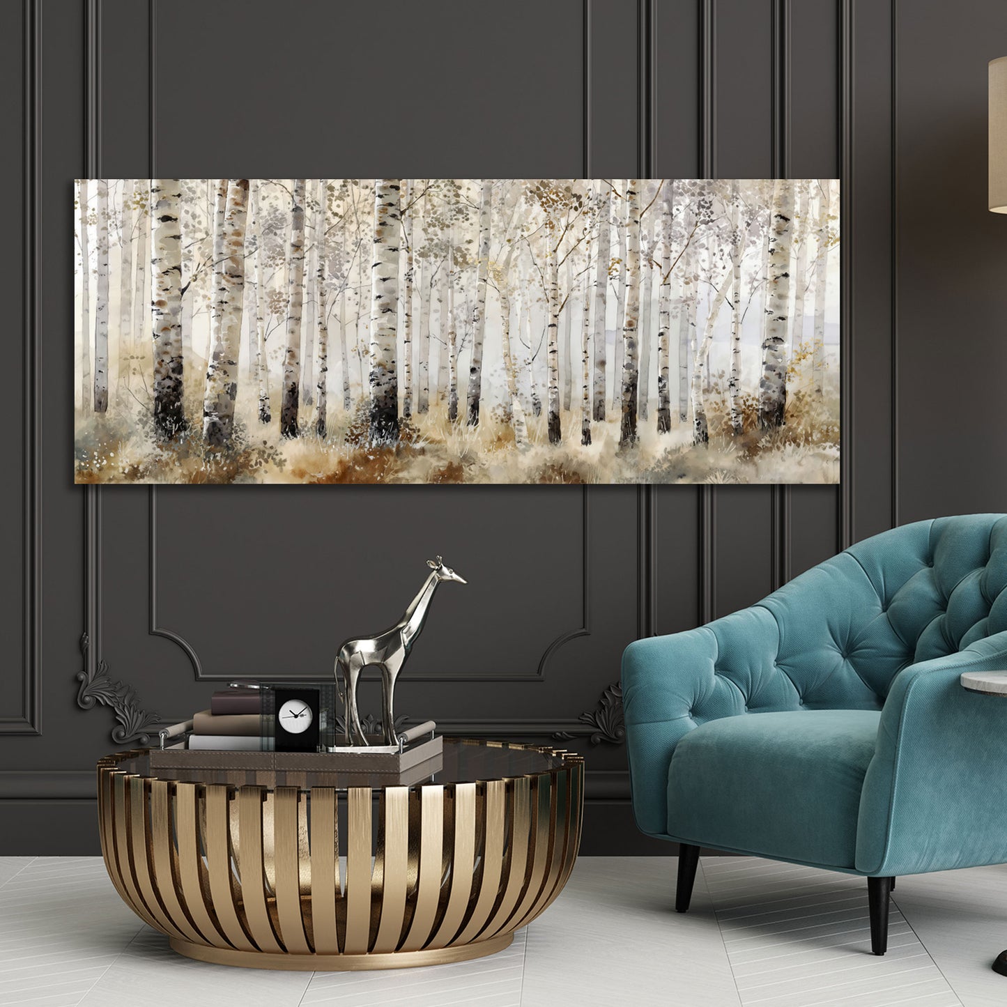 Birkenwald Panorama Landschaft ruhige Natur Wandbild