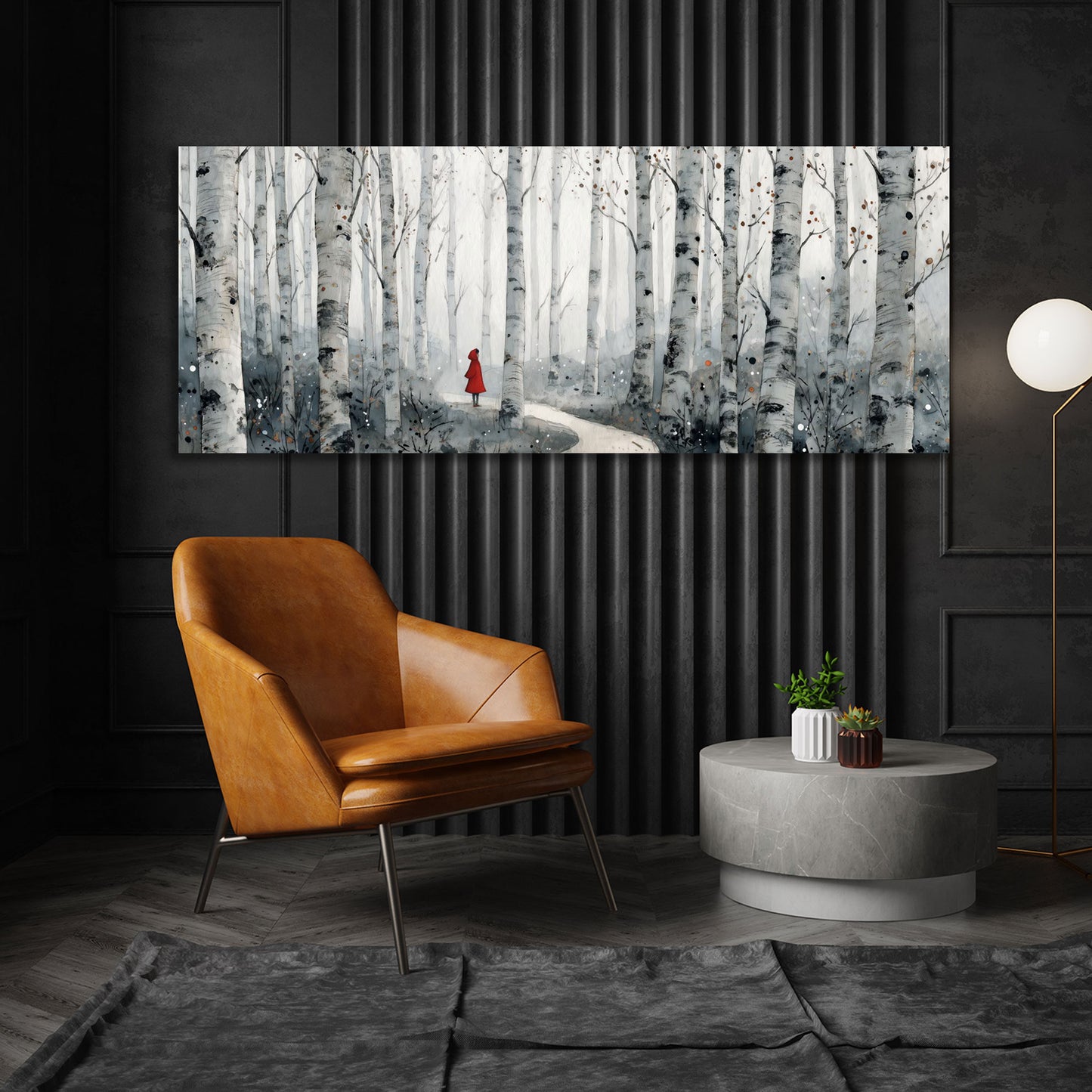 Birkenwald Panorama Landschaft Waldweg Natur Wandbild
