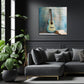 Blaue Gitarre mit Notenblatt und Buch Wandbild