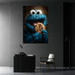 Blaues Keksmonster Kunstdruck Comic Wandbild