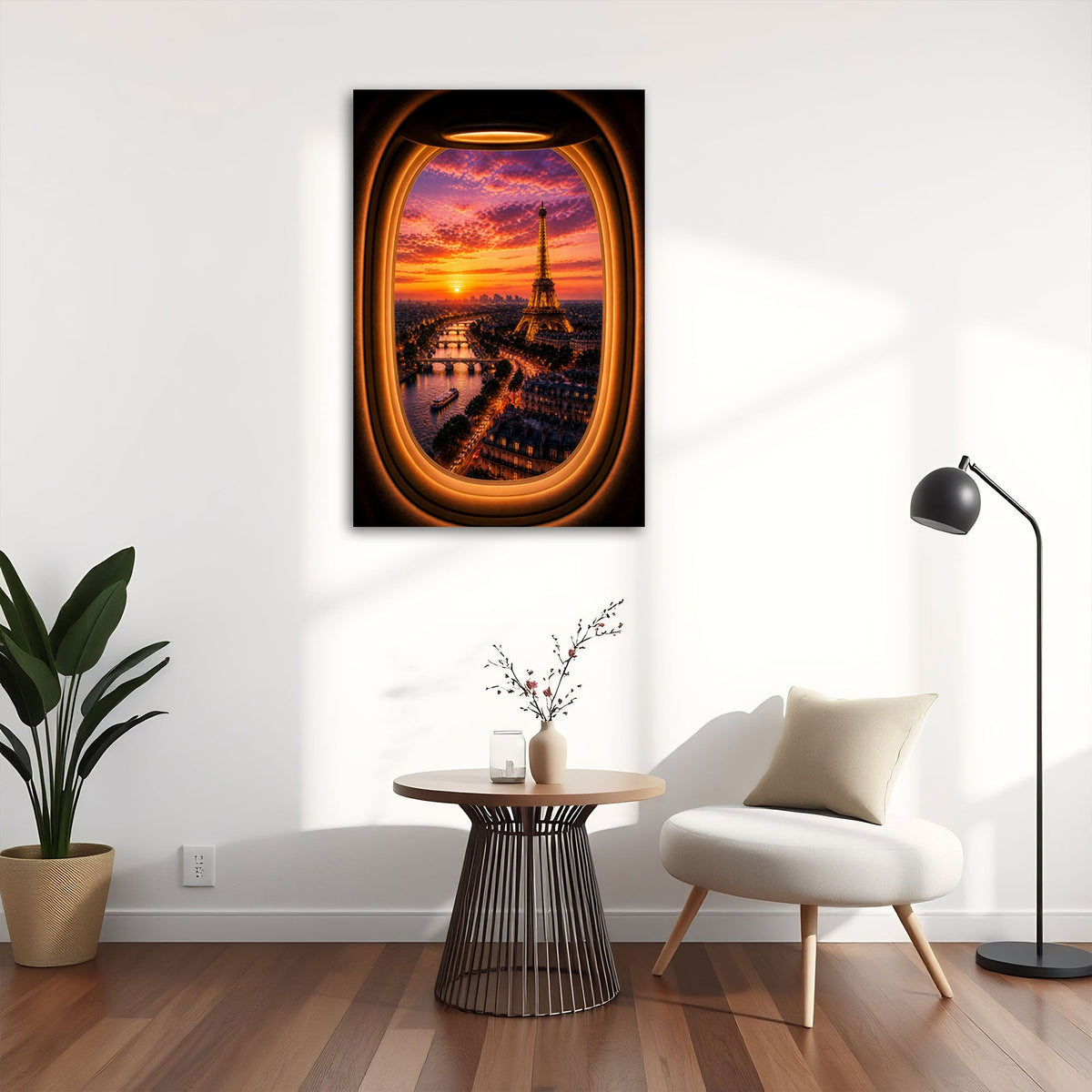 Städte Wandbild im Hochformat an einer Wohnraumwand