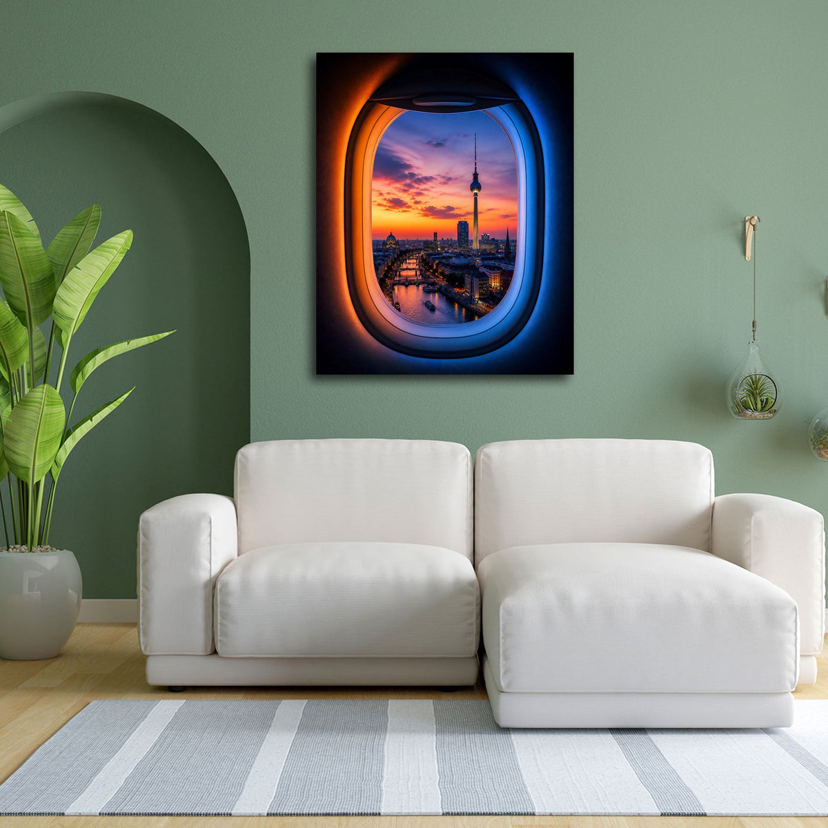 Städte Wandbild im Hochformat an einer Wohnraumwand