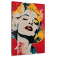 Blonde Frau mit roten Lippen Pop Art Wandbild im Hochformat