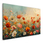 Blühende Mohnblumen in Rot und Weiß auf der Wiese Wandbild