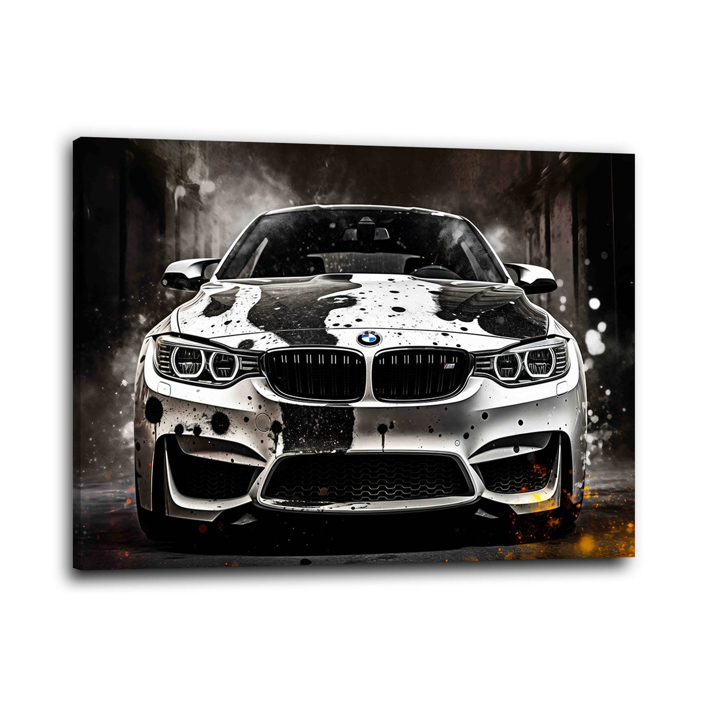 BMW M Sportwagen schwarz weiß Dynamik Wandbild
