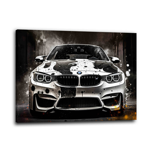 BMW M Sportwagen schwarz weiß Dynamik Wandbild