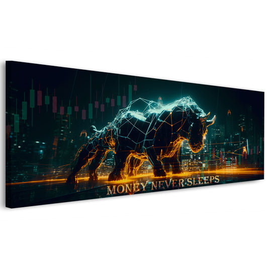 Börsen Bulle Trading Chart Motivation Business Neon Wandbild