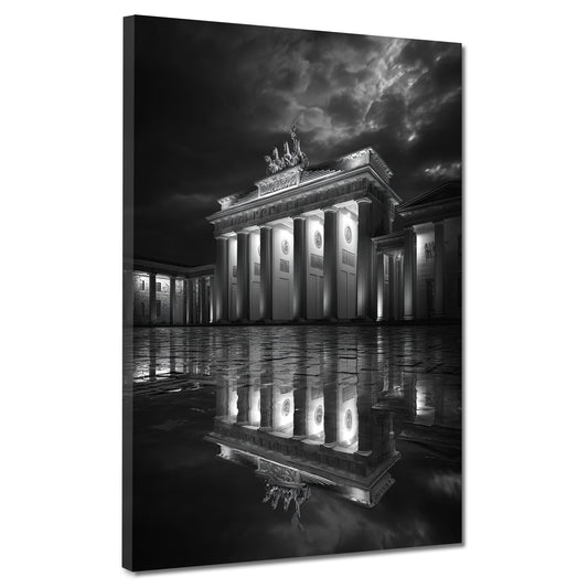 Brandenburger Tor Berlin schwarz weiß Spiegelung Wandbild