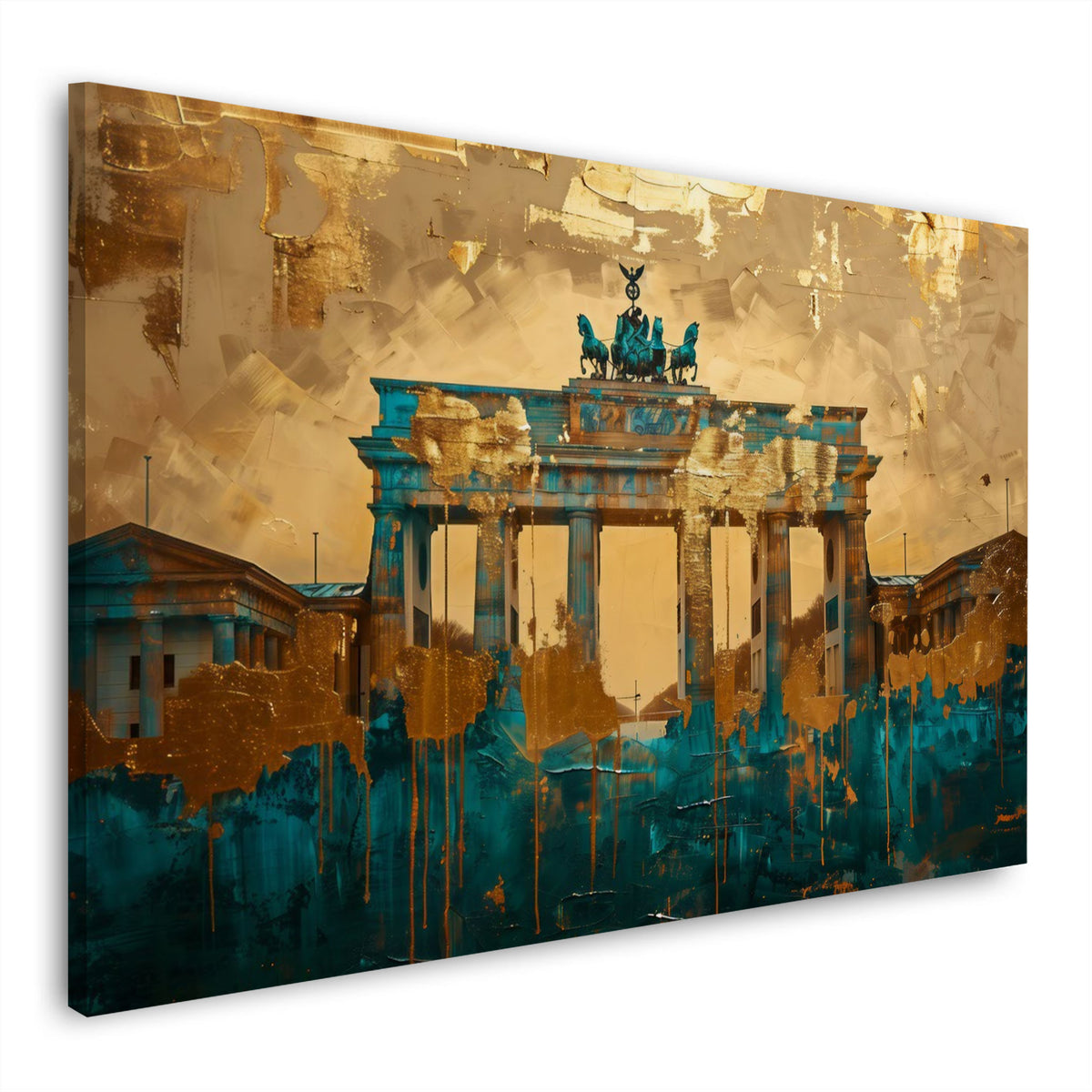 Brandenburger Tor in Gold und Türkis als Wandbild