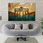 Brandenburger Tor in Gold und Türkis in Aquarell Wandbild