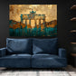 Brandenburger Tor in Gold und Türkis in Aquarell Wandbild
