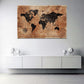 Braune Weltkarte im antiken Vintage-Stil Kompass Wandbild
