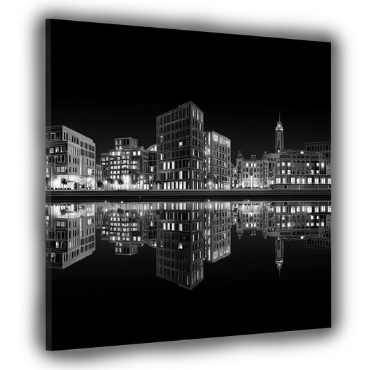 Bremen Skyline schwarz weiß Spiegelung Architektur Wandbild