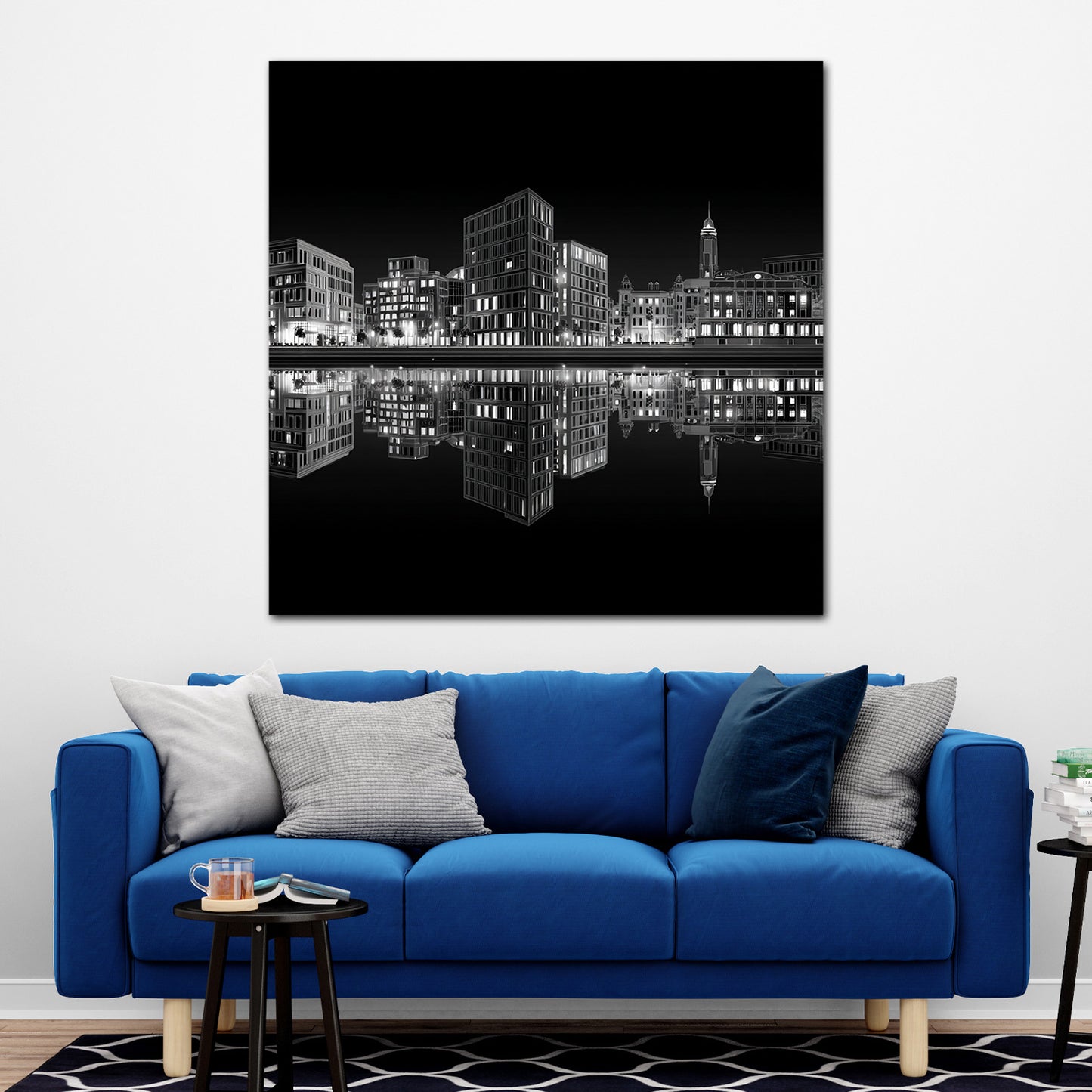 Bremen Skyline schwarz weiß Spiegelung Architektur Wandbild