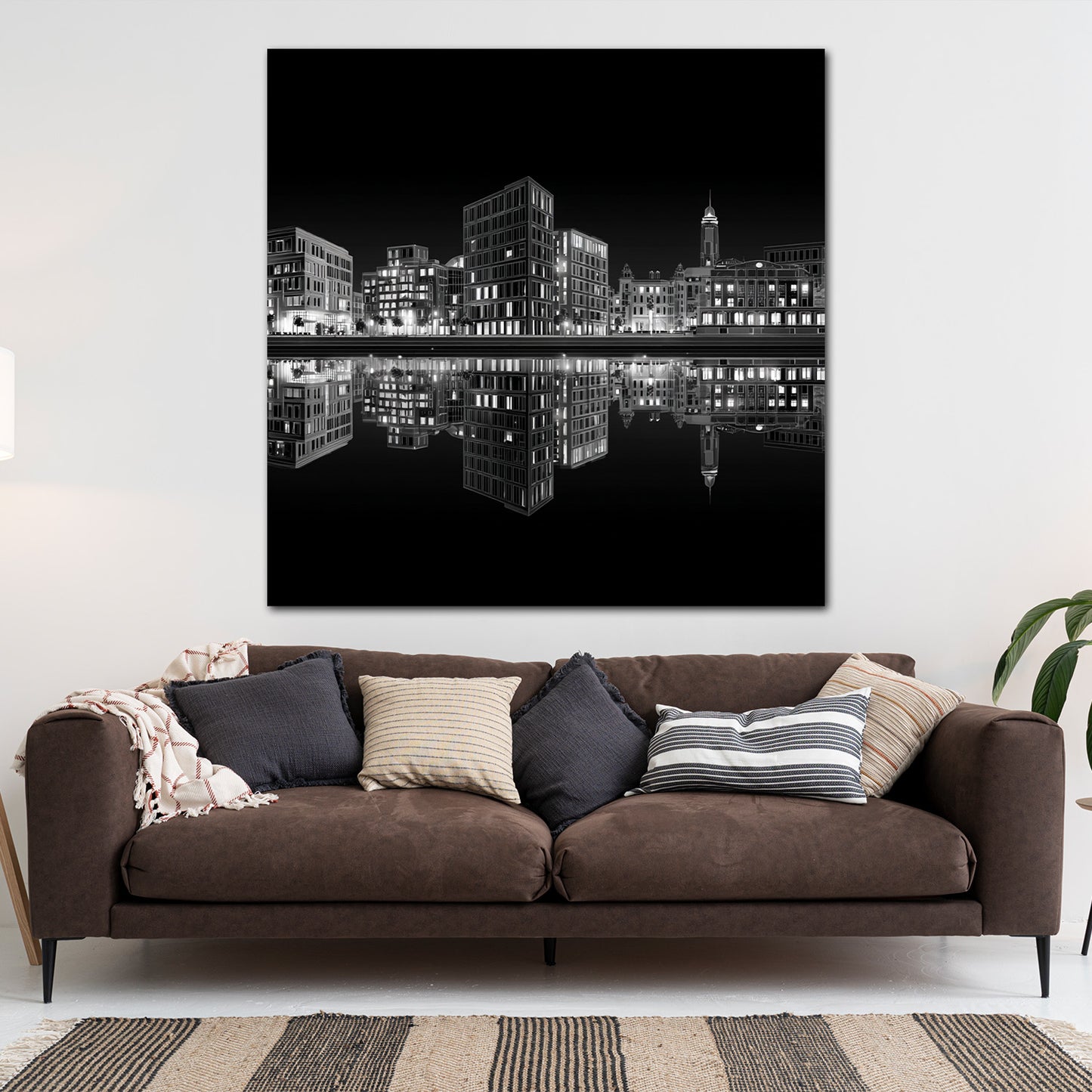 Bremen Skyline schwarz weiß Spiegelung Architektur Wandbild