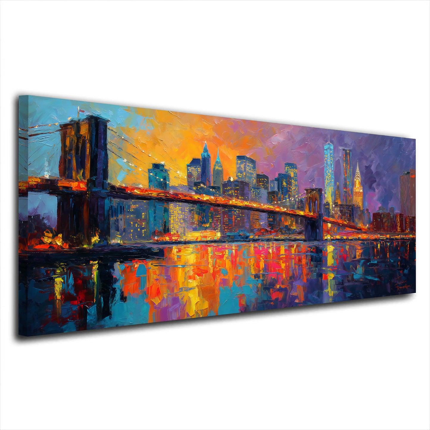 Brooklyn Bridge Abendstimmung Panorama Wandbild