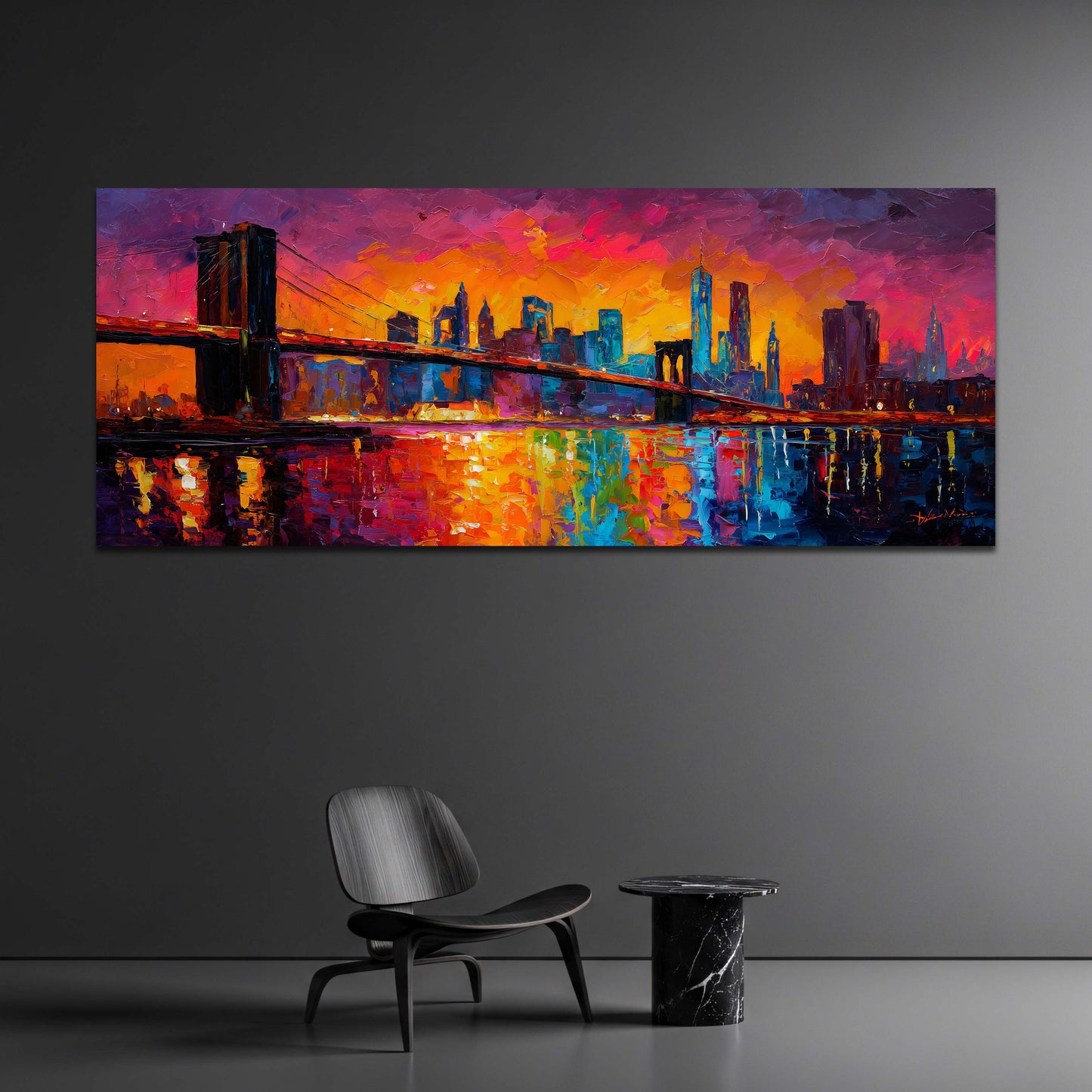 Brooklyn Bridge bei Sonnenuntergang Panorama Wandbild