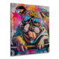Bulldogge mit Sonnenbrille und Chill Schriftzug Graffiti Wandbild
