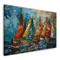 Bunte Segelboote auf dem Meer Wandbild im Querformat