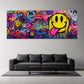 Bunte Smiley Faces auf Graffiti Wand Panorama Wandbild