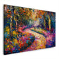 Bunter Waldweg im impressionistischen Stil Wandbild im Querformat