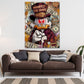 Dagobert Pop Art Wandbild im Hochformat an einer Wohnraumwand