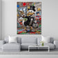 Comic Pop Art Wandbild mit Dagobert über einem Sofa im Wohnraum
