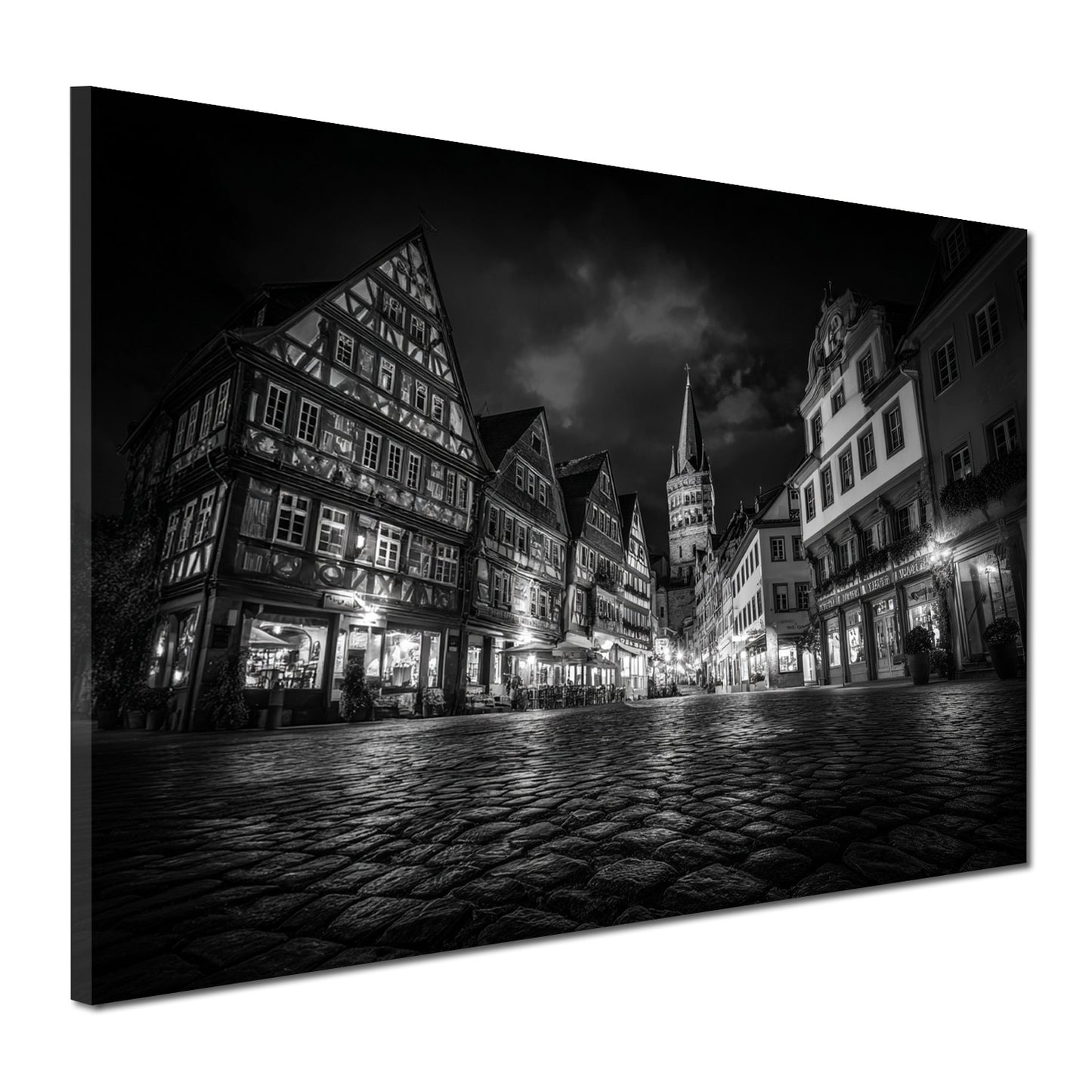 Dom & Altstadt Mainz schwarz weiß historische Fachwerkhäuser Wandbild