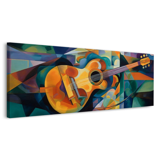 Drei blaue Gitarren an der Wand Panorama Wandbild