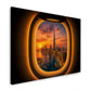 Dubai Skyline aus dem Flugzeugfenster Wandbild im Querformat