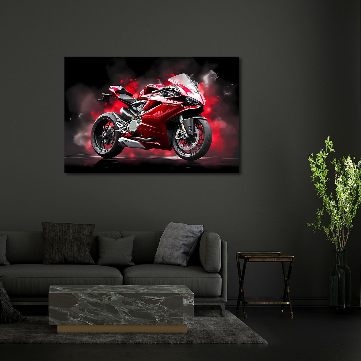 Ducati Superbike Motorrad Flammen Kraft Wandbild