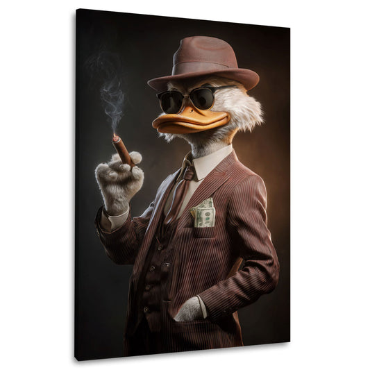 Duck im Luxus mit Anzug und Geld Business Erfolg Wandbild