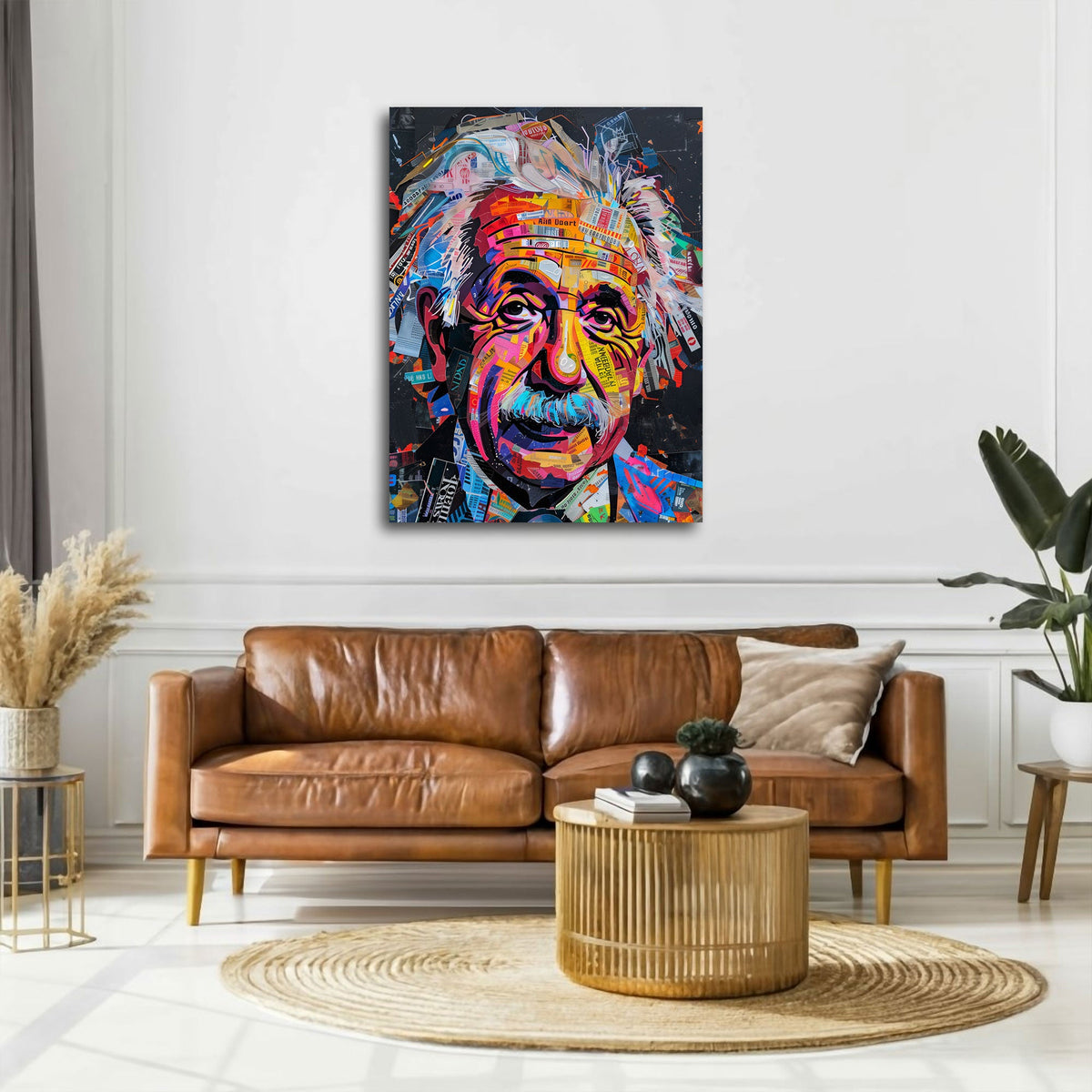 Pop Art Porträt Wandbild im Hochformat an einer Wohnraumwand