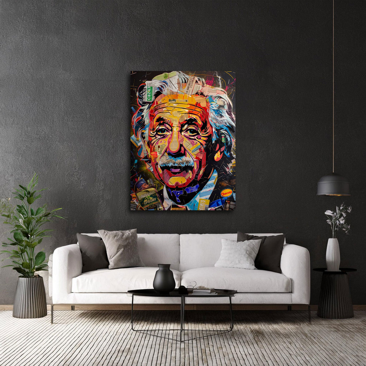 Modernes Porträt Wandbild im Hochformat an einer Wohnraumwand