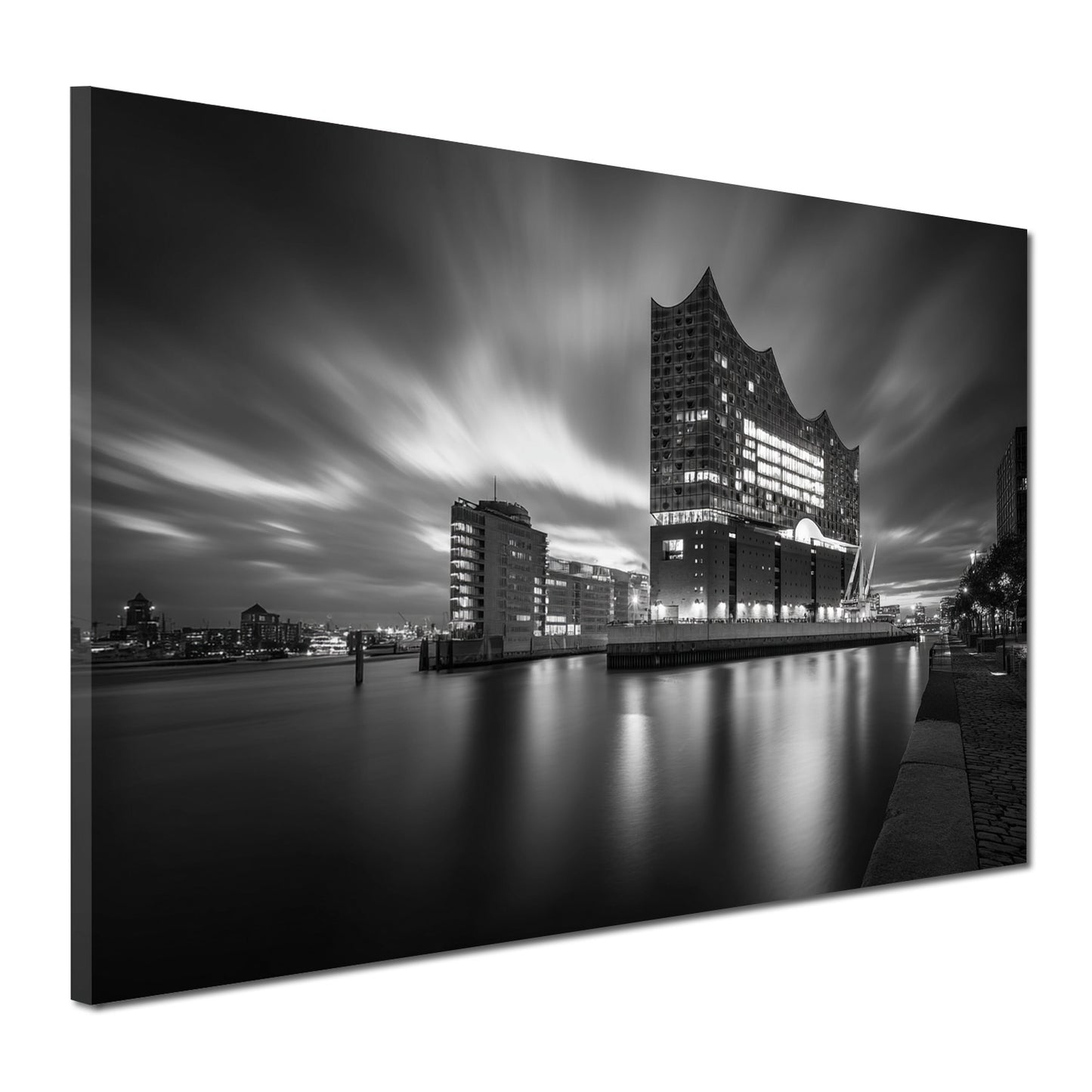 Elbphilharmonie Hamburg schwarz weiß Langzeitbelichtung Wandbild