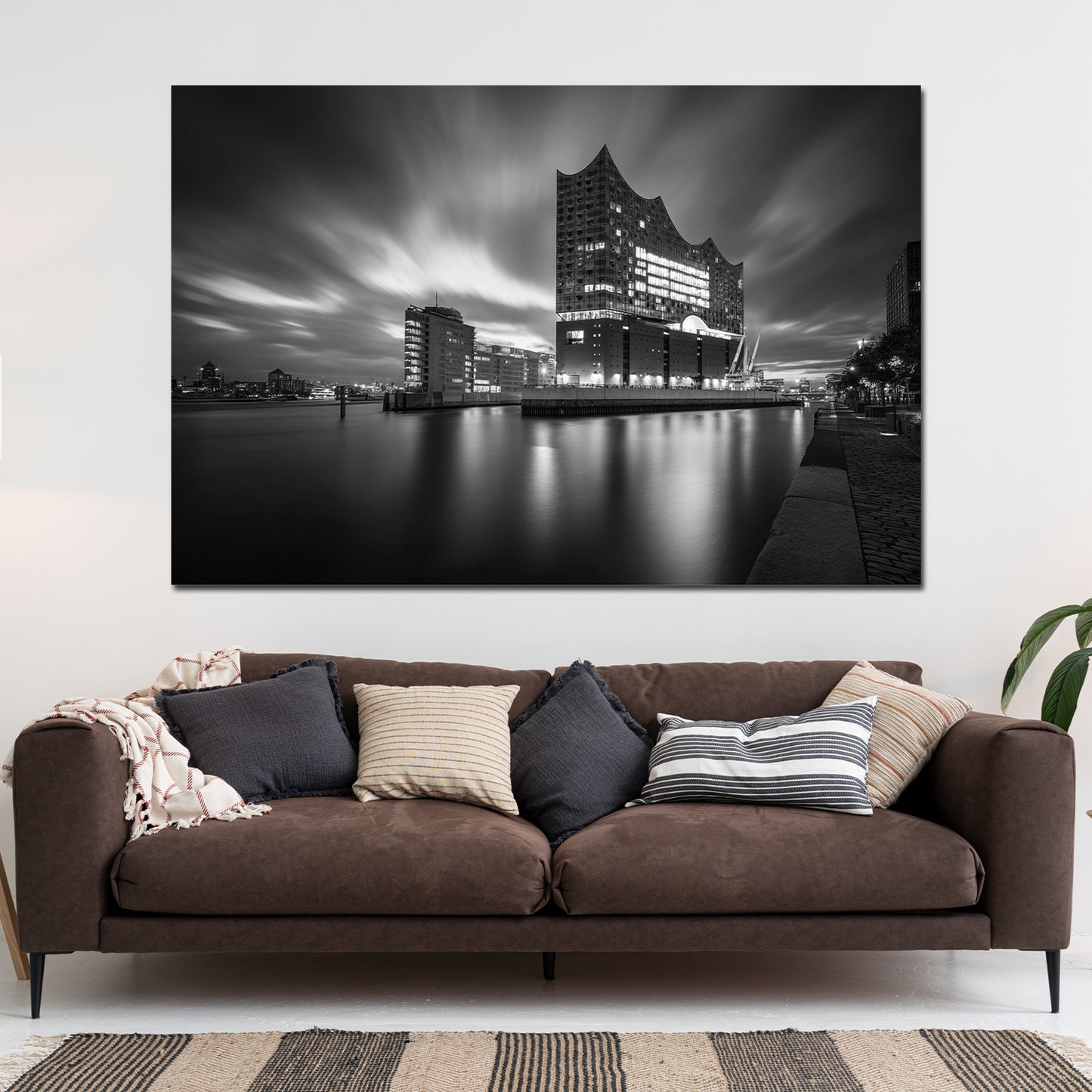Elbphilharmonie Hamburg schwarz weiß Langzeitbelichtung Wandbild