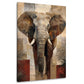 Elefant mit Blattmotiven in warmen Erdtönen Wandbild im Hochformat