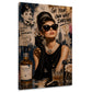 Elegante Audrey mit Perlen vor New York Skyline Wandbild