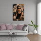 Elegante Audrey mit Perlen vor New York Skyline Wandbild