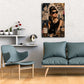 Elegante Audrey mit Perlen vor New York Skyline Wandbild