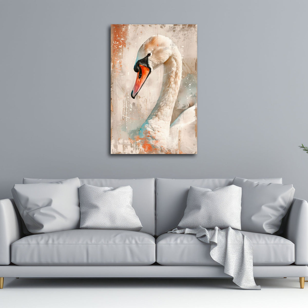 Tier Wandbild im Hochformat an einer Wohnraumwand