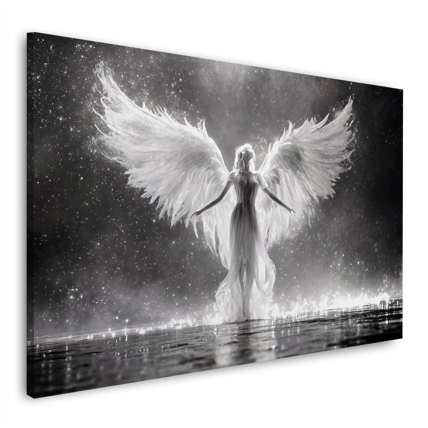 Engel Flügel Licht schwarz weiß Himmel mystisch Wandbild