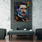 Pop Art Collage Wandbild über einem Sofa im Wohnraum