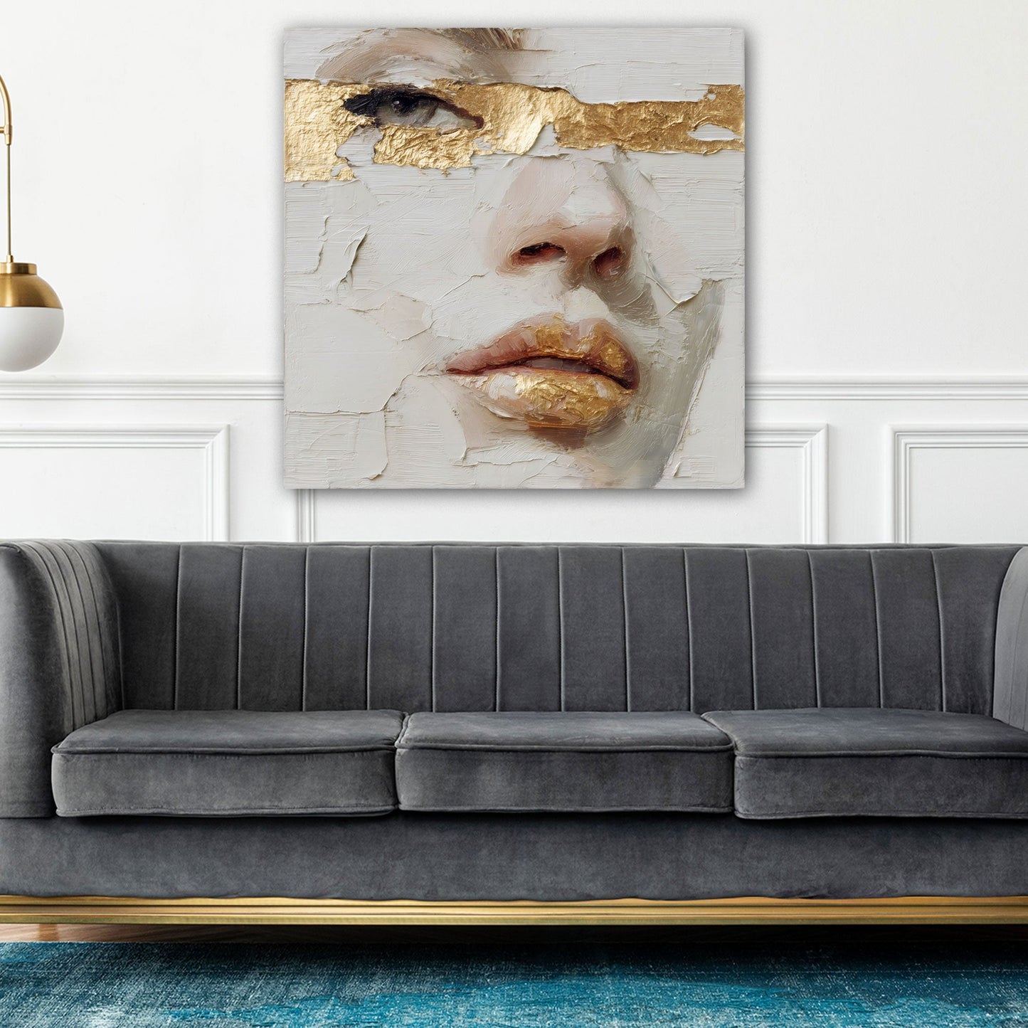 Face Art goldene Strukturmalerei in Aquarell Wandbild
